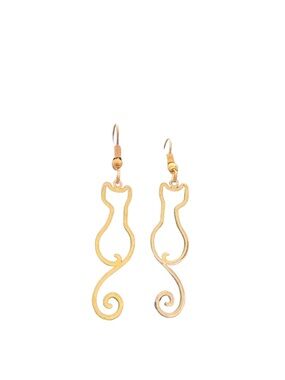 Gold Cat Outline Dangle Earrings